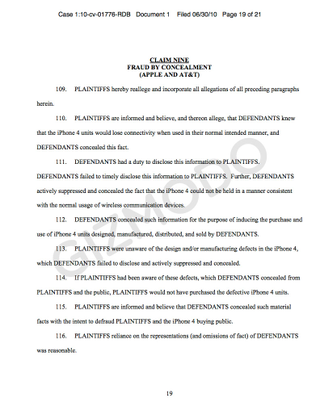 Illustration for article titled First iPhone 4 Class Action Suit Filed Against Apple and AT&T (Updated)
